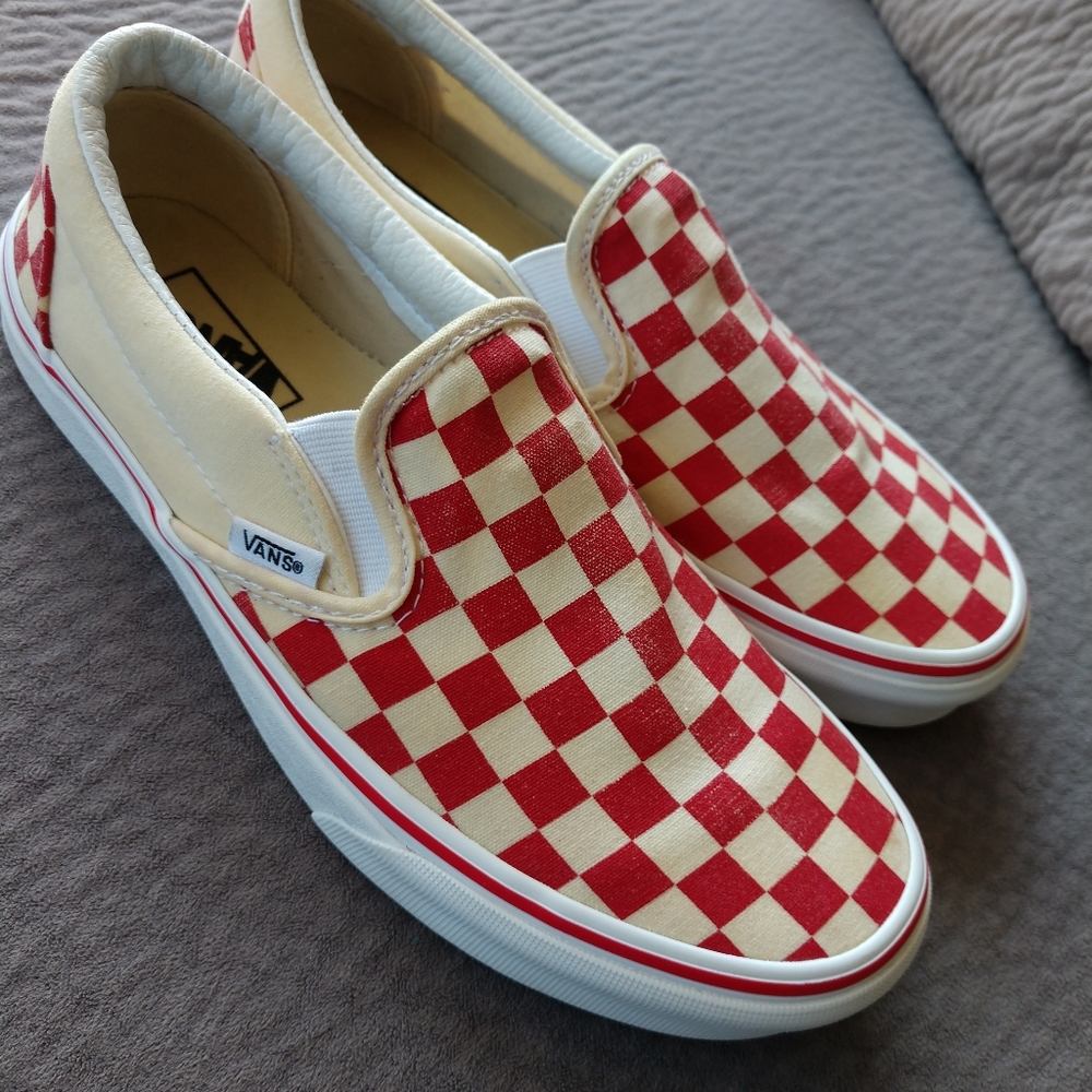 VANS Checkerboard Slip-on - Red/Off White